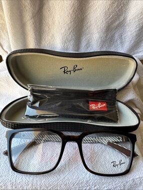 Ray-Ban Men’s Black/Tortoiseshell Rectangular Optical Glasses with Branded Case